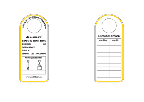 G80 Single Leg Chain Sling Tag S/Steel